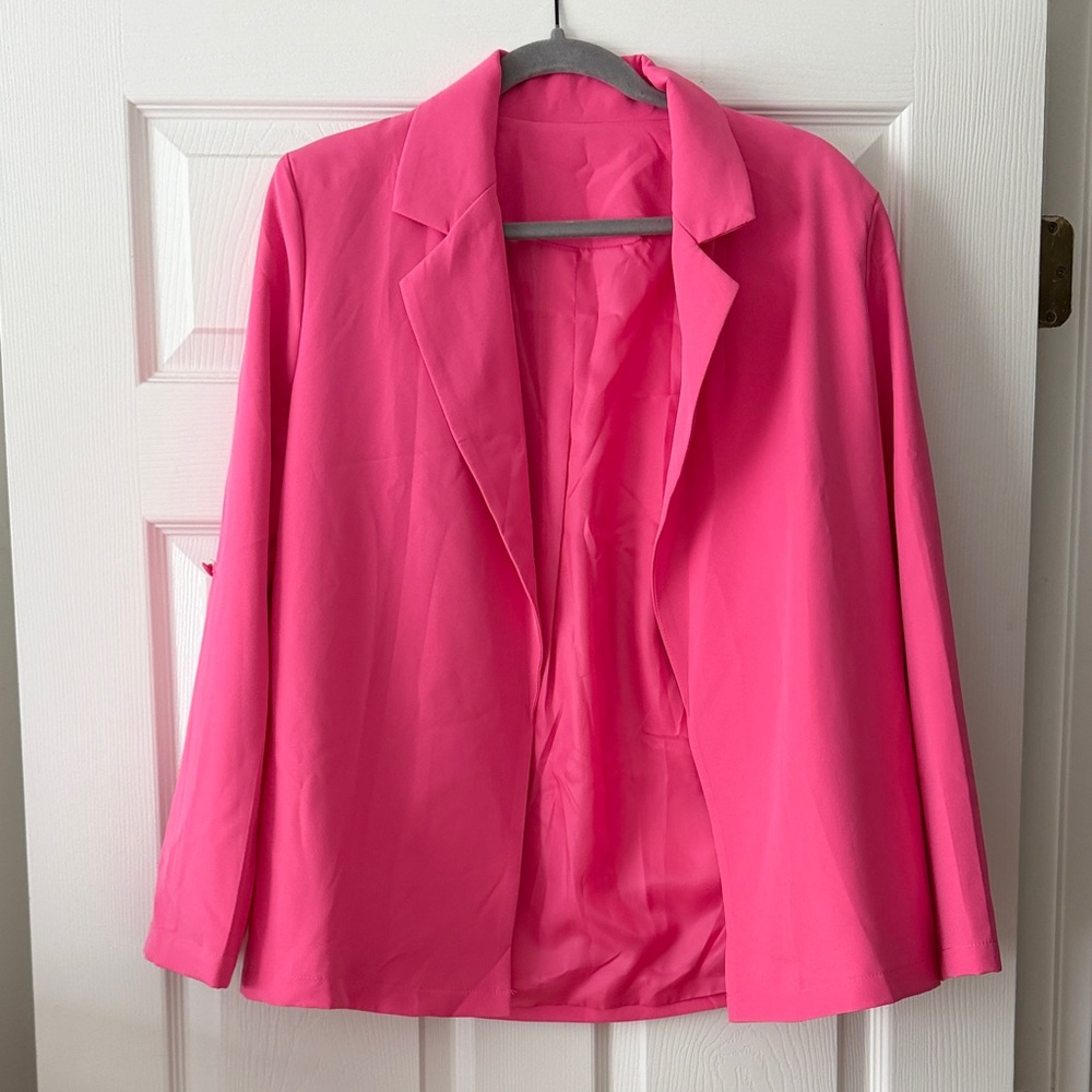 Women's Open-Front Pink Blazer Jacket